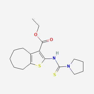 ethyl 2-[(1-pyrrolidinylcarbonothioyl)amino]-5,6,7,8-tetrahydro-4H-cyclohepta[b]thiophene-3-carboxylate