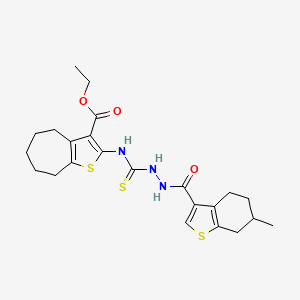 ethyl 2-[({2-[(6-methyl-4,5,6,7-tetrahydro-1-benzothiophen-3-yl)carbonyl]hydrazinyl}carbonothioyl)amino]-5,6,7,8-tetrahydro-4H-cyclohepta[b]thiophene-3-carboxylate