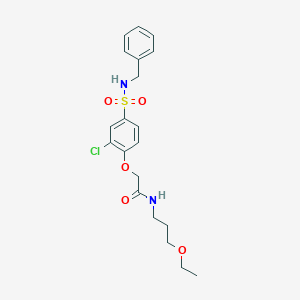 molecular formula C20H25ClN2O5S B427079 2-{4-[(benzylamino)sulfonyl]-2-chlorophenoxy}-N-(3-ethoxypropyl)acetamide 