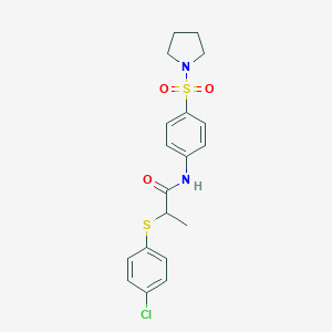 molecular formula C19H21ClN2O3S2 B427085 2-[(4-chlorophenyl)sulfanyl]-N-[4-(1-pyrrolidinylsulfonyl)phenyl]propanamide 