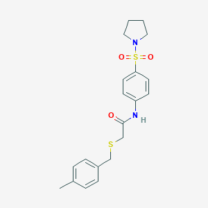 molecular formula C20H24N2O3S2 B427088 2-[(4-methylbenzyl)sulfanyl]-N-[4-(1-pyrrolidinylsulfonyl)phenyl]acetamide 