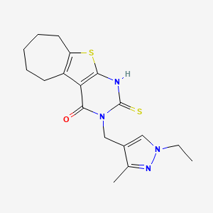 3-[(1-ethyl-3-methyl-1H-pyrazol-4-yl)methyl]-2-mercapto-3,5,6,7,8,9-hexahydro-4H-cyclohepta[4,5]thieno[2,3-d]pyrimidin-4-one