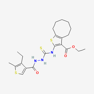 ethyl 2-[({2-[(4-ethyl-5-methyl-3-thienyl)carbonyl]hydrazino}carbonothioyl)amino]-4,5,6,7,8,9-hexahydrocycloocta[b]thiophene-3-carboxylate