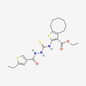 molecular formula C21H27N3O3S3 B4270934 ethyl 2-[({2-[(5-ethyl-3-thienyl)carbonyl]hydrazino}carbonothioyl)amino]-4,5,6,7,8,9-hexahydrocycloocta[b]thiophene-3-carboxylate 