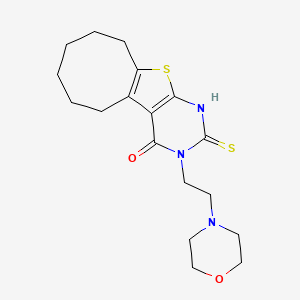 molecular formula C18H25N3O2S2 B4270946 2-mercapto-3-[2-(4-morpholinyl)ethyl]-5,6,7,8,9,10-hexahydrocycloocta[4,5]thieno[2,3-d]pyrimidin-4(3H)-one 