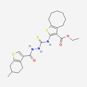 Ethyl 2-[({2-[(6-methyl-4,5,6,7-tetrahydro-1-benzothiophen-3-yl)carbonyl]hydrazinyl}carbonothioyl)amino]-4,5,6,7,8,9-hexahydrocycloocta[b]thiophene-3-carboxylate