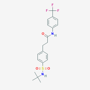 molecular formula C20H23F3N2O3S B427095 3-{4-[(tert-butylamino)sulfonyl]phenyl}-N-[4-(trifluoromethyl)phenyl]propanamide 