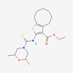 molecular formula C20H30N2O3S2 B4270955 Ethyl 2-{[(2,6-dimethylmorpholin-4-yl)carbonothioyl]amino}-4,5,6,7,8,9-hexahydrocycloocta[b]thiophene-3-carboxylate 