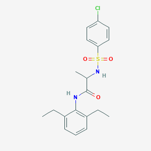 molecular formula C19H23ClN2O3S B427096 2-{[(4-chlorophenyl)sulfonyl]amino}-N-(2,6-diethylphenyl)propanamide 