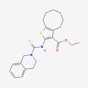 molecular formula C23H28N2O2S2 B4270965 ethyl 2-[(3,4-dihydro-2(1H)-isoquinolinylcarbonothioyl)amino]-4,5,6,7,8,9-hexahydrocycloocta[b]thiophene-3-carboxylate 