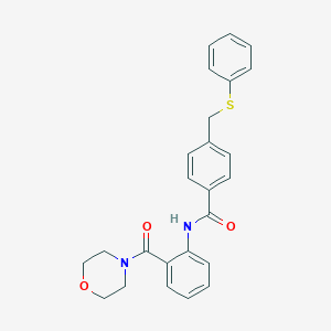 molecular formula C25H24N2O3S B427098 N-[2-(4-morpholinylcarbonyl)phenyl]-4-[(phenylthio)methyl]benzamide 