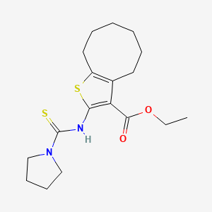 ethyl 2-[(1-pyrrolidinylcarbonothioyl)amino]-4,5,6,7,8,9-hexahydrocycloocta[b]thiophene-3-carboxylate