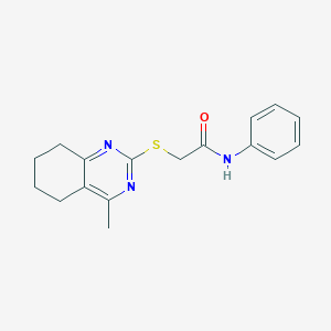 molecular formula C17H19N3OS B427102 2-[(4-methyl-5,6,7,8-tetrahydroquinazolin-2-yl)sulfanyl]-N-phenylacetamide 