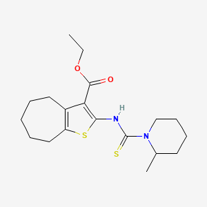 molecular formula C19H28N2O2S2 B4271025 ethyl 2-{[(2-methylpiperidin-1-yl)carbonothioyl]amino}-5,6,7,8-tetrahydro-4H-cyclohepta[b]thiophene-3-carboxylate 