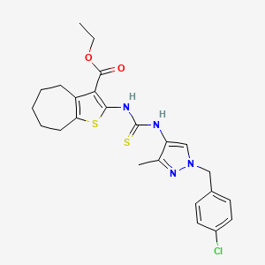 molecular formula C24H27ClN4O2S2 B4271039 ethyl 2-[({[1-(4-chlorobenzyl)-3-methyl-1H-pyrazol-4-yl]amino}carbonothioyl)amino]-5,6,7,8-tetrahydro-4H-cyclohepta[b]thiophene-3-carboxylate 