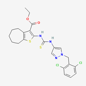 ethyl 2-[({[1-(2,6-dichlorobenzyl)-1H-pyrazol-4-yl]amino}carbonothioyl)amino]-5,6,7,8-tetrahydro-4H-cyclohepta[b]thiophene-3-carboxylate