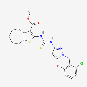 ethyl 2-[({[1-(2-chloro-6-fluorobenzyl)-1H-pyrazol-3-yl]amino}carbonothioyl)amino]-5,6,7,8-tetrahydro-4H-cyclohepta[b]thiophene-3-carboxylate