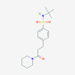 molecular formula C18H28N2O3S B427106 N-tert-Butyl-4-(3-oxo-3-piperidin-1-yl-propyl)-benzenesulfonamide 
