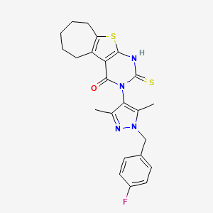 3-[1-(4-fluorobenzyl)-3,5-dimethyl-1H-pyrazol-4-yl]-2-sulfanyl-3,5,6,7,8,9-hexahydro-4H-cyclohepta[4,5]thieno[2,3-d]pyrimidin-4-one