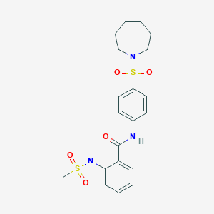 molecular formula C21H27N3O5S2 B427107 N-[4-(azepan-1-ylsulfonyl)phenyl]-2-[methyl(methylsulfonyl)amino]benzamide 