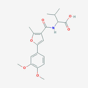 molecular formula C19H23NO6 B427110 2-{[5-(3,4-Dimethoxy-phenyl)-2-methyl-furan-3-carbonyl]-amino}-3-methyl-butyric acid 