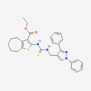 ethyl 2-[({[(1,3-diphenyl-1H-pyrazol-4-yl)methyl]amino}carbonothioyl)amino]-5,6,7,8-tetrahydro-4H-cyclohepta[b]thiophene-3-carboxylate