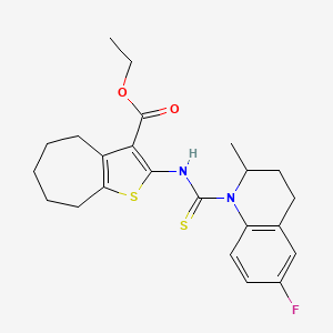 ethyl 2-{[(6-fluoro-2-methyl-3,4-dihydro-1(2H)-quinolinyl)carbonothioyl]amino}-5,6,7,8-tetrahydro-4H-cyclohepta[b]thiophene-3-carboxylate