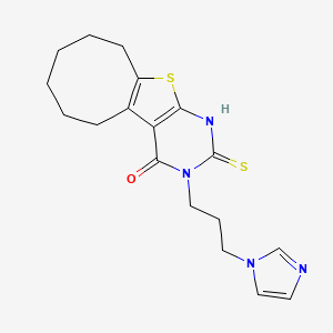 molecular formula C18H22N4OS2 B4271115 3-[3-(1H-imidazol-1-yl)propyl]-2-mercapto-5,6,7,8,9,10-hexahydrocycloocta[4,5]thieno[2,3-d]pyrimidin-4(3H)-one 