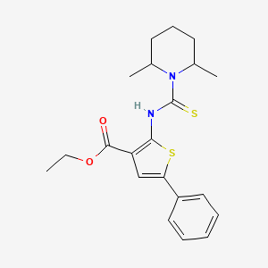 molecular formula C21H26N2O2S2 B4271147 ethyl 2-{[(2,6-dimethyl-1-piperidinyl)carbonothioyl]amino}-5-phenyl-3-thiophenecarboxylate 