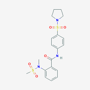 molecular formula C19H23N3O5S2 B427118 2-(Methanesulfonyl-methyl-amino)-N-[4-(pyrrolidine-1-sulfonyl)-phenyl]-benzamide 