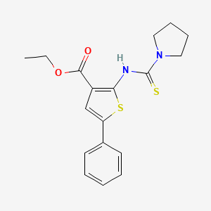 ethyl 5-phenyl-2-[(1-pyrrolidinylcarbonothioyl)amino]-3-thiophenecarboxylate