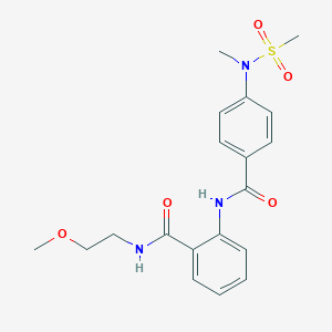 molecular formula C19H23N3O5S B427119 N-(2-methoxyethyl)-2-({4-[methyl(methylsulfonyl)amino]benzoyl}amino)benzamide 