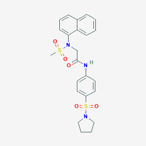 molecular formula C23H25N3O5S2 B427120 2-[(methylsulfonyl)(1-naphthyl)amino]-N-[4-(1-pyrrolidinylsulfonyl)phenyl]acetamide 