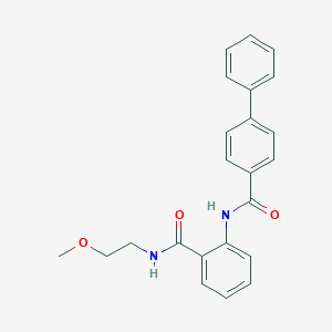 molecular formula C23H22N2O3 B427122 N-{2-[(2-methoxyethyl)carbamoyl]phenyl}biphenyl-4-carboxamide 