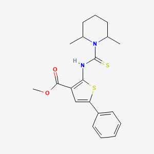 molecular formula C20H24N2O2S2 B4271223 Methyl 2-{[(2,6-dimethylpiperidin-1-yl)carbonothioyl]amino}-5-phenylthiophene-3-carboxylate 