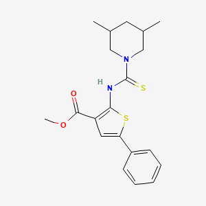 molecular formula C20H24N2O2S2 B4271237 Methyl 2-{[(3,5-dimethylpiperidin-1-yl)carbonothioyl]amino}-5-phenylthiophene-3-carboxylate 