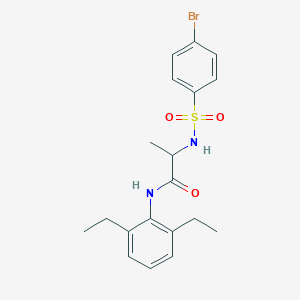 molecular formula C19H23BrN2O3S B427124 2-{[(4-bromophenyl)sulfonyl]amino}-N-(2,6-diethylphenyl)propanamide 