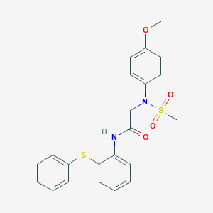 molecular formula C22H22N2O4S2 B427127 2-[4-methoxy(methylsulfonyl)anilino]-N-[2-(phenylsulfanyl)phenyl]acetamide 