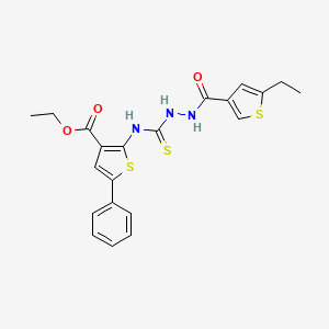 molecular formula C21H21N3O3S3 B4271279 ethyl 2-[({2-[(5-ethyl-3-thienyl)carbonyl]hydrazino}carbonothioyl)amino]-5-phenyl-3-thiophenecarboxylate 