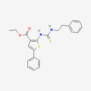 molecular formula C22H22N2O2S2 B4271293 ethyl 5-phenyl-2-({[(2-phenylethyl)amino]carbonothioyl}amino)-3-thiophenecarboxylate 