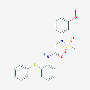 molecular formula C22H22N2O4S2 B427134 2-[3-methoxy(methylsulfonyl)anilino]-N-[2-(phenylsulfanyl)phenyl]acetamide 