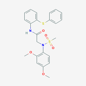 molecular formula C23H24N2O5S2 B427135 2-[2,4-dimethoxy(methylsulfonyl)anilino]-N-[2-(phenylsulfanyl)phenyl]acetamide 