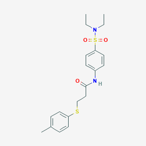 molecular formula C20H26N2O3S2 B427137 N-[4-(diethylsulfamoyl)phenyl]-3-[(4-methylphenyl)sulfanyl]propanamide 