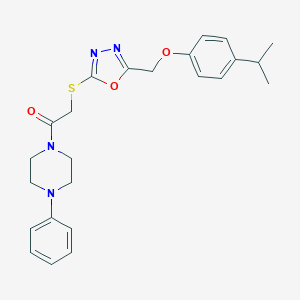 molecular formula C24H28N4O3S B427139 4-Isopropylphenyl (5-{[2-oxo-2-(4-phenyl-1-piperazinyl)ethyl]sulfanyl}-1,3,4-oxadiazol-2-yl)methyl ether 