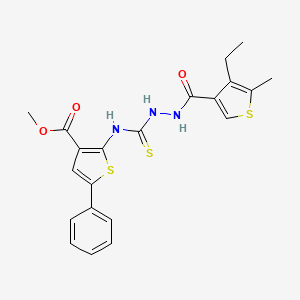 molecular formula C21H21N3O3S3 B4271393 methyl 2-[({2-[(4-ethyl-5-methyl-3-thienyl)carbonyl]hydrazino}carbonothioyl)amino]-5-phenyl-3-thiophenecarboxylate 