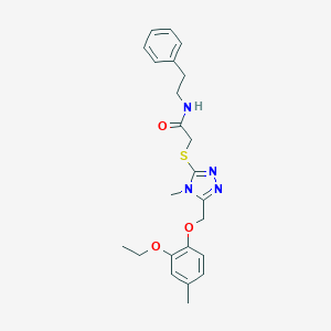 molecular formula C23H28N4O3S B427141 2-({5-[(2-ethoxy-4-methylphenoxy)methyl]-4-methyl-4H-1,2,4-triazol-3-yl}sulfanyl)-N-(2-phenylethyl)acetamide 