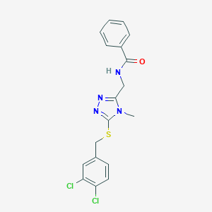 molecular formula C18H16Cl2N4OS B427142 N-({5-[(3,4-dichlorobenzyl)sulfanyl]-4-methyl-4H-1,2,4-triazol-3-yl}methyl)benzamide 