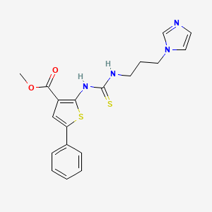 molecular formula C19H20N4O2S2 B4271442 methyl 2-[({[3-(1H-imidazol-1-yl)propyl]amino}carbonothioyl)amino]-5-phenyl-3-thiophenecarboxylate 