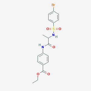 molecular formula C18H19BrN2O5S B427145 Ethyl 4-[(2-{[(4-bromophenyl)sulfonyl]amino}propanoyl)amino]benzoate 