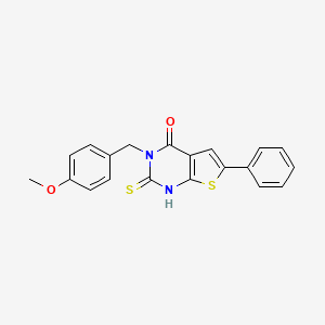 molecular formula C20H16N2O2S2 B4271504 2-mercapto-3-(4-methoxybenzyl)-6-phenylthieno[2,3-d]pyrimidin-4(3H)-one 